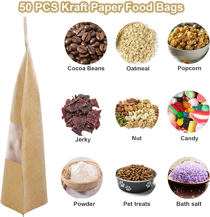 resealable kraft paper stand up pouch